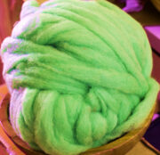 Carded Corriedale Wool Sliver 300g - Lime