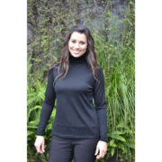 Ebony Merino Wool High Neck Top Black