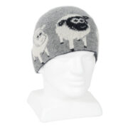 Lambswool Beanie Sheep Print Silver
