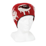 Lambswool Beanie Sheep Print Red