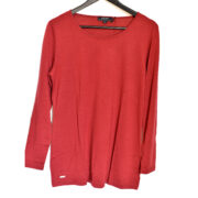 Ebony Merino Wool Mid Length Scoop Neck Rust