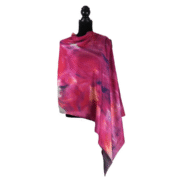 Merino Wool & Silk Roses Shawl Pink