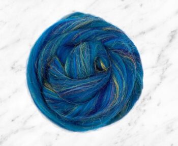 Corriedale & Rainbow Nylon Wool Roving 100g - Peacock