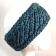 Hand Knitted Wool Headband Teal Melange