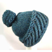 Hand Knitted Wool Beanie Teal Melange