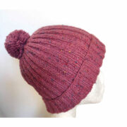 Hand Knitted Wool Beanie - Pink Fleck