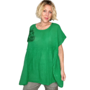 Helga May Bright Green Screen Print Empire Top