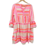 Cotton Aztec Print Dress Neon