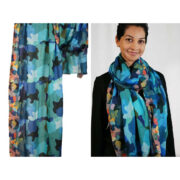 Merino Wool Scarf Rainbow Puddles