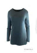 Ebony Merino Wool Mid Length Scoop Neck Storm