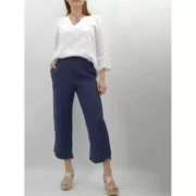 Luca Vanucci Navy Linen Crops Pant