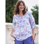 Luca Vanucci Linen Leaves Of Verona V-Neck Top