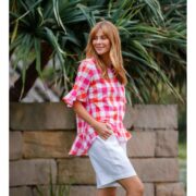 See Saw Check Flutter Sleeve Top