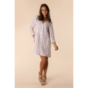 Two-T's Linen Stripe Shirt Dress