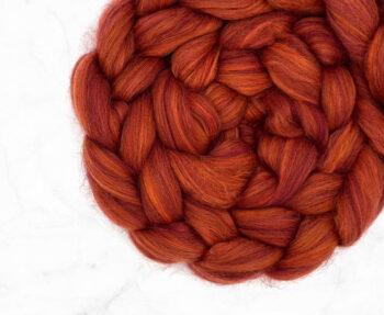 Shetland, Merino Wool & Biodegradable Nylon Roving 100g - Rosewood Red