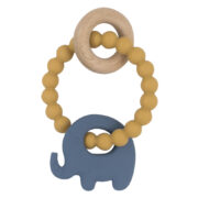 Silicone Beechwood Elephant Teether - Steel Blue