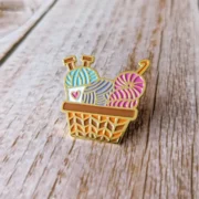 Hello Kim Knitting Crochet Yarn Basket Pin