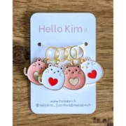 Hello Kim Heart Cats Stitch Ring Markers