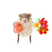 Wool Sheep with Heart And Flowers