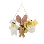 Easter Besties (Set of 3) Hanging Lamb Bunny Chick Wool Hanging Decoration
