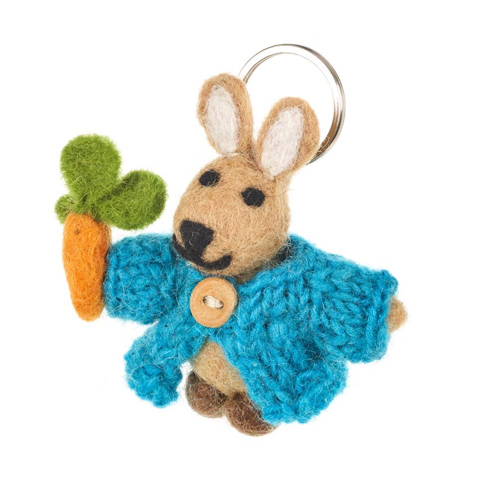 Buy Wool Felt Rabbit in Cardigan Keyring · The Wool Room