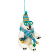 Cosmo The Polar Bear Wool Hanging Decoration