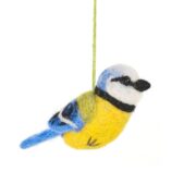 Bella The Blue Tit Wool Hanging Decoration
