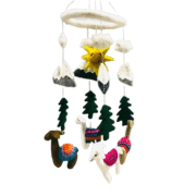 Llama And Mountain Wool Felted Mobile