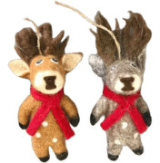 Spotted Reindeer Felted Wool Ornaments