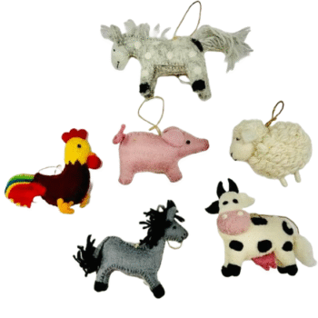 Farm Animal Felted Wool Ornaments