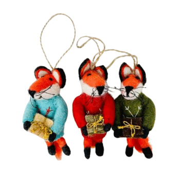 Fox Felted Wool Ornaments