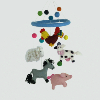 Farmyard Animals Wool Felted Mobile