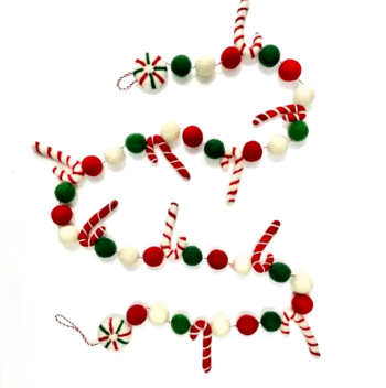 Christmas Décor Wool Garland - Candy Cane
