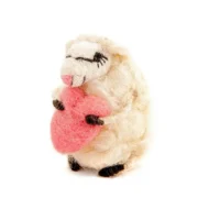 Loving Lottie Wool Sheep Holding a Heart