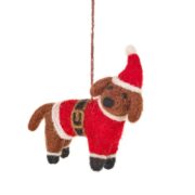 Buddy The Festive Dachshund Wool Hanging Decoration