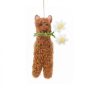 Wool Felt Alpaca With Flower Hanging Decoration