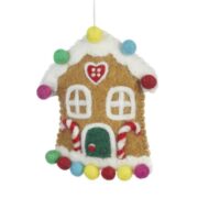 Wool Felt Sweetshop Gingerbread House Hanging Decoration