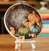 Painting with Wool Needle Felting Kit - Pumpkins in a Hoop