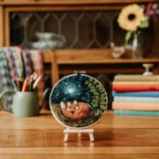 Painting with Wool Needle Felting Kit - Sleepy Fox in a Hoop