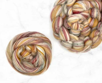 Merino Wool, Baby Alpaca, Blue Faced Leicester Roving 100g - Dusty Raven Berry