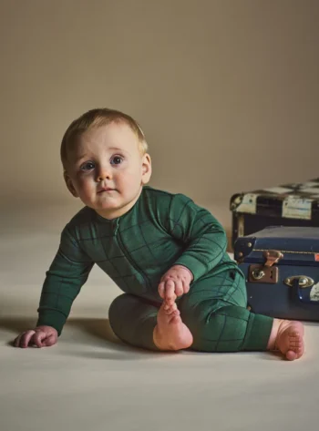 Merino Wool Remy All In One Romper Forest Check