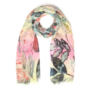 Merino Wool & Silk Scarf Floral