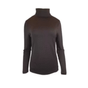 Ebony Merino Wool High Neck Top Chocolate
