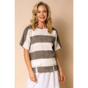 Imagine Fashion Bonnie Linen Cotton Top Khaki