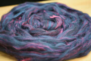 Merino Wool, Flax & Tussah Silk Roving 100g - Charcoal Bloom