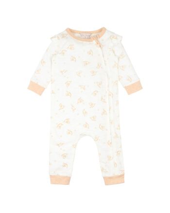 Fox & Finch Sweet Spot Bird Print LS Zip Romper
