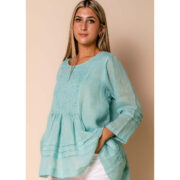 Imagine Fashion Dolly Linen Top in Aqua Mist