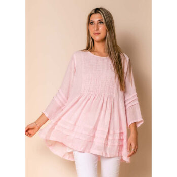 Imagine Fashion Dolly Linen Top in Blush