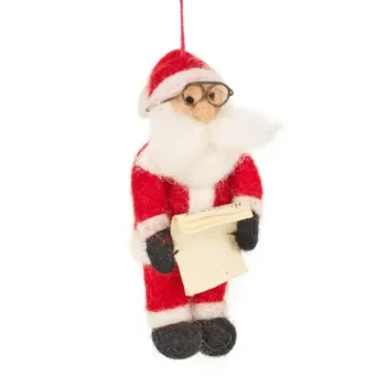 Felted Wool Hanging Decoration Naughty Or Nice Santa
