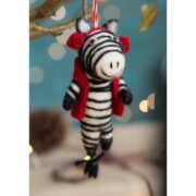 Wool Zebra In Earmuffs Hanging Decoration